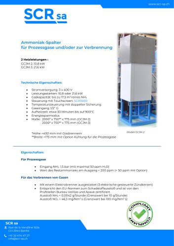 Ammoniakspalter – Generator/Gasverbrennungsanlage