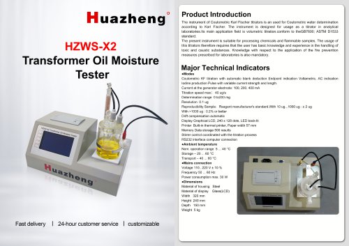 Huazheng HZWS-X2 Transformer Oil Moisture Tester karl fischer titrator