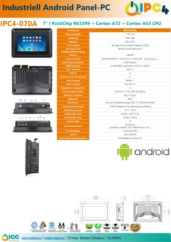 IPC4 Industrial Android Panel PC DE