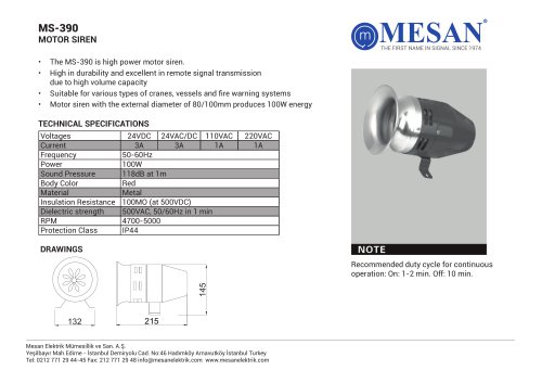 MS 390 TECHNICAL DATASHEET