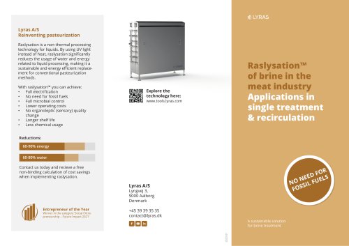 Raslysation™ of brine in the meat industry Applications in single treatment & recirculation