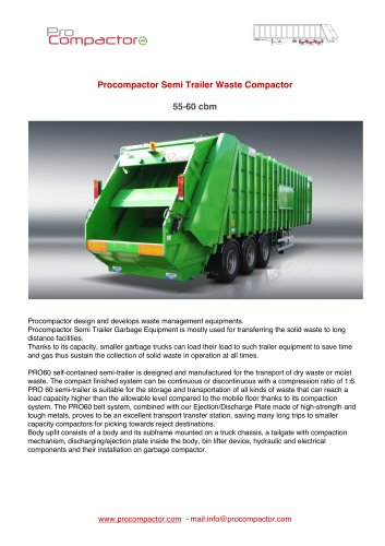 Procompactor Semi Trailer Waste Compactor 55-60 cbm