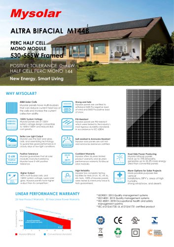 ALTRA BIFACIAL PERC HALF CELL MONO ODULE 530-555W Framed