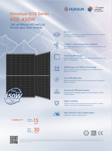 Himalaya GIO Series 430-450W 1 08-cell Bifacial HJT Half Cell Double-glass Solar Module