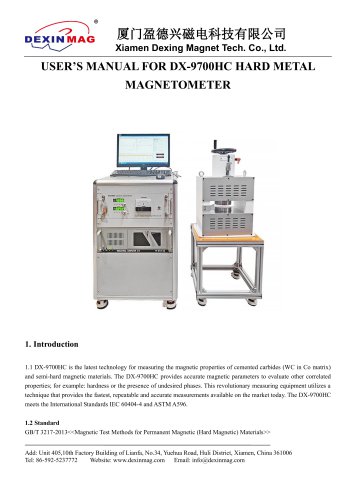 User Manual of DX-9700HC Hard Metal Magnetometer