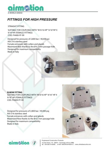 FITTINGS FOR HIGH PRESSURE FH400-FF.99