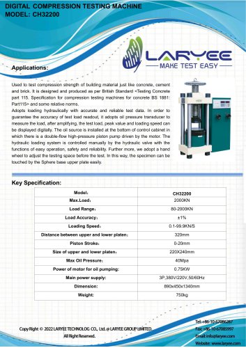 LARYEE concrete compression testing machine CH32200
