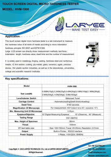 LARYEE micro vickers hardness tester HVM-1000