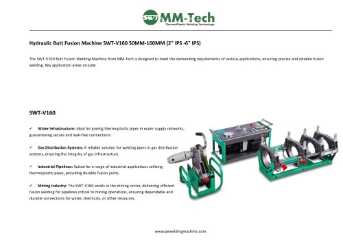 Hydraulic Butt Fusion Machine SWT-V160 50MM-160MM (2" IPS-6" IPS