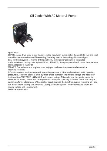 Oil Cooler With AC Motor & Pump