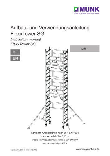 www.steigtechnik.deVersion: 01.2023 | 00250.125.11.9 125111 Aufbau- und Verwendungsanleitung FlexxTower SG