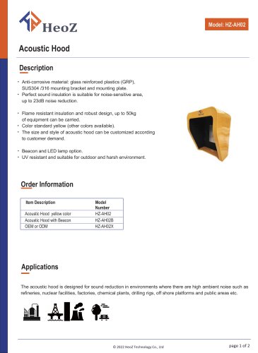 HZ-AH02 Noise Reduction Hood Datasheet
