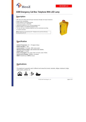 HZ-ECB01LG GSM Emergency Call Box Telephone With LED Lamp