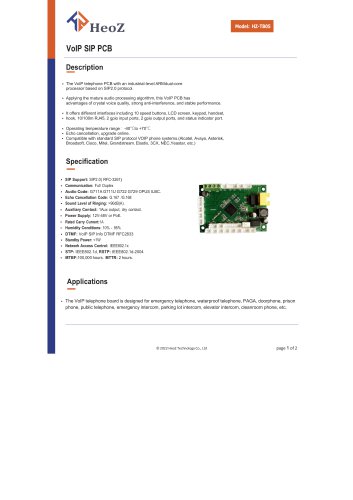 HZ-TB05 Industrial Phone SIP VoIP Borad datasheet