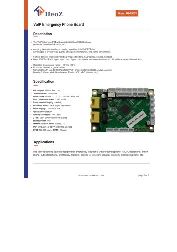 HZ-TB05Y VoIP Emergency Phone Board Datasheet