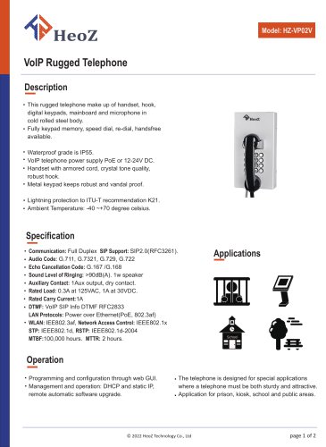 HZ-VP02V VoIP Inmate Telephone Datasheet