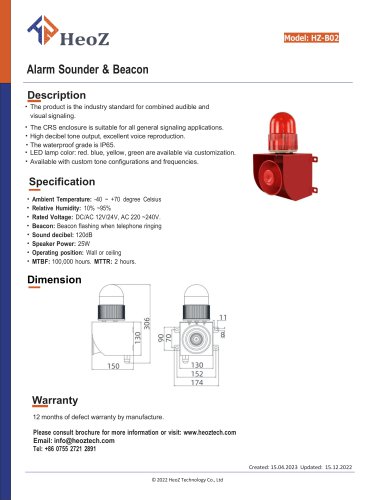 Outdoor Alarm Sounder Datasheet HZ-B02 - 副本
