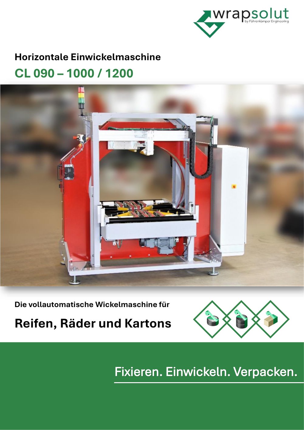 vollautomatische Horizontal-Wickelmachine f&uuml;r Reifen & R&auml;der CL090 - Wrapsolut - F&auml;hrenk&auml;mper GmbH & Co. KG