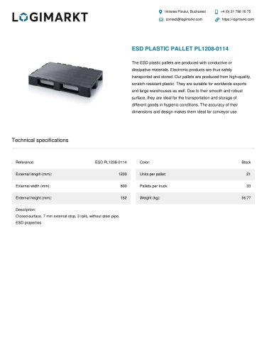 ESD PLASTIC PALLET PL1208-0114