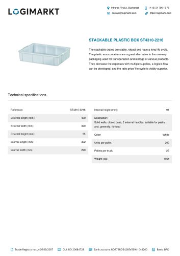 STACKABLE PLASTIC BOX ST4310-2216