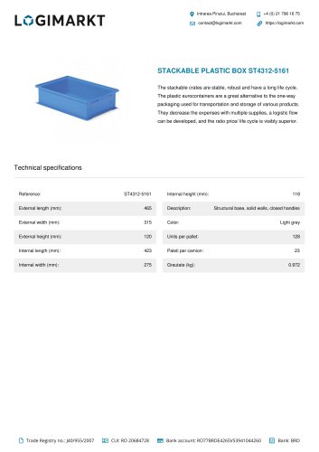 STACKABLE PLASTIC BOX ST4312-5161