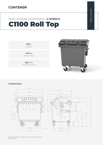REAR-LOADING CONTAINERS &ndash; 4 WHEELS C1100 Roll Top
