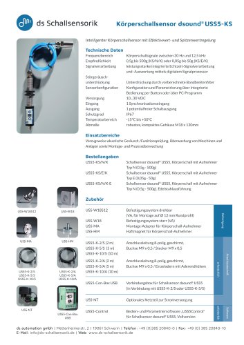 K&ouml;rperschallsensor dsound&reg; USS5-KS, dsound&reg; USS5-KS/N/K, dsound&reg; USS5-KS/E/K