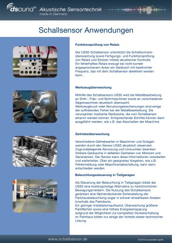 Sensor-Anwendungen dsound&reg; USS5-KS, dsound&reg; USS5-KS/N/K, dsound&reg; USS5-KS/E/K
