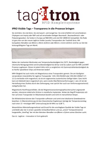 IPRO Visible Tags – Transparenz in die Prozesse bringen