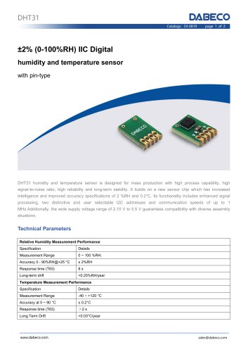 &plusmn;2% (0-100%RH) IIC Digital  humidity and temperature module DHT31 with pin-type