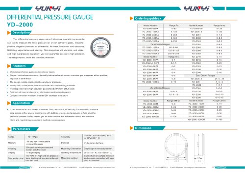 Differential pressure gauge YD-20 series