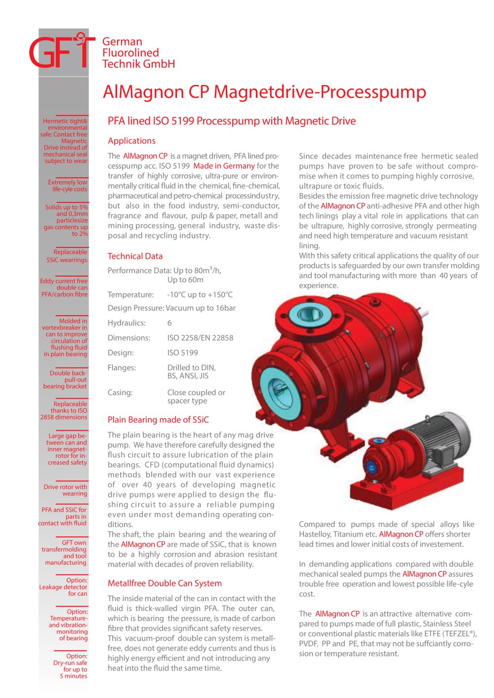 AlMagnon CP Magnetdrive-Processpump - GFT German Fluorolined Technik GmbH