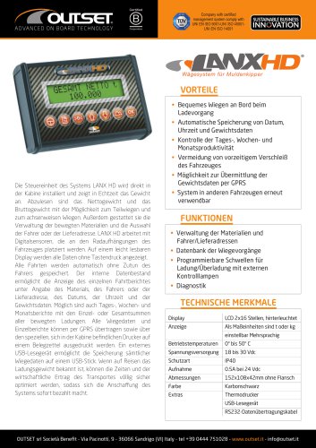 LANX HD Technisches Datenblatt