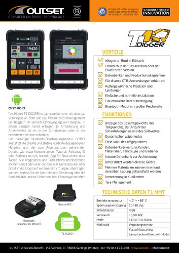 T1 DIGGER Technisches Datenblatt
