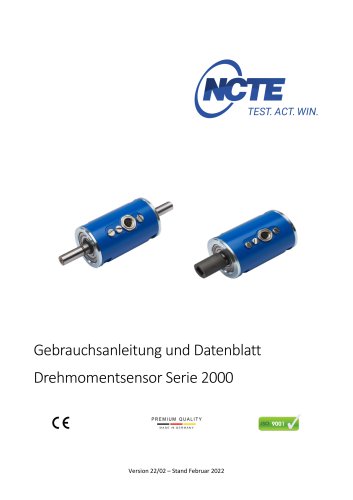 Gebrauchsanleitung und Datenblatt  Drehmomentsensor Serie 2000