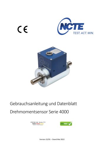Gebrauchsanleitung und Datenblatt  Drehmomentsensor Serie 4000