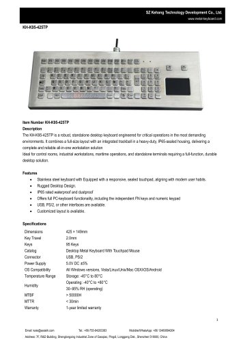 SZ KEHANG Desktop Metal Keyboard KH-K95-425TP