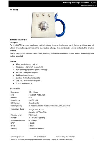 SZ KEHANG Industrial Trackball Mouse KH-M45-F5