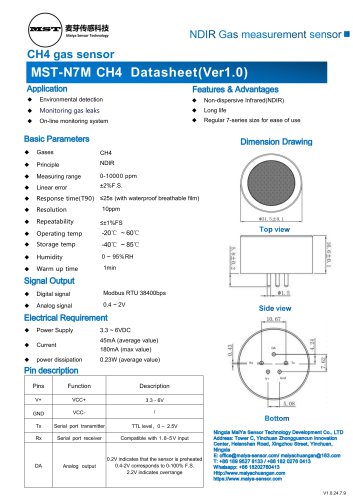 MaiYa  MST-N7M NDIR CH4 sensor