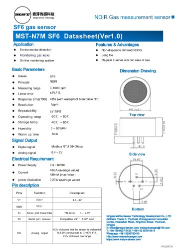 MaiYa MST-N7M NDIR SF6 sensor