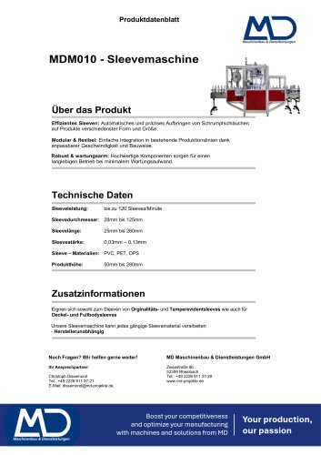 Datenblatt MDM010 - Sleevemaschine