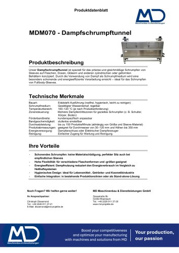 Datenblatt - MDM070 Dampfschrumpftunnel