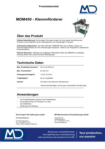Datenblatt MDM450 - Klemmf&ouml;rderer