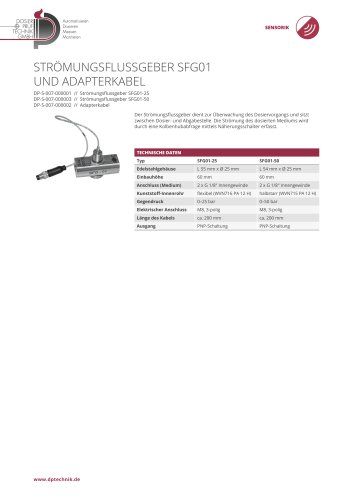 STRÖMUNGSFLUSSGEBER SFG01 UND ADAPTERKABEL