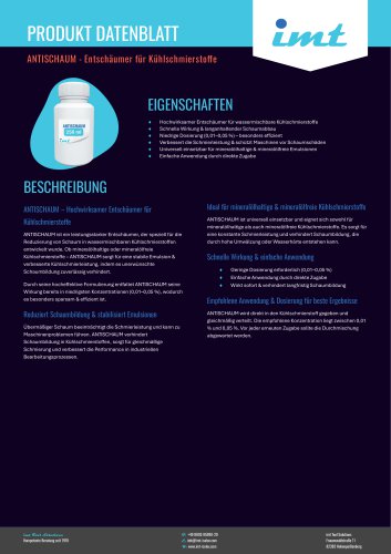 ANTISCHAUM - Entsch&auml;umer f&uuml;r K&uuml;hlschmierstoffe