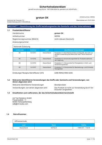 Sicherheitsdatenblatt 