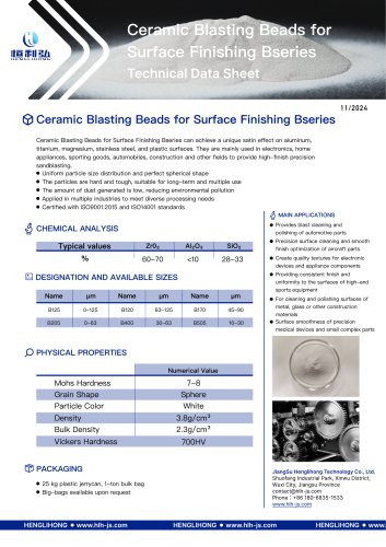 Ceramic Blasting Beads for Surface Finishing Bseries
