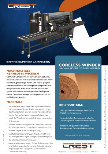 Crest Datasheet Coreless Winder