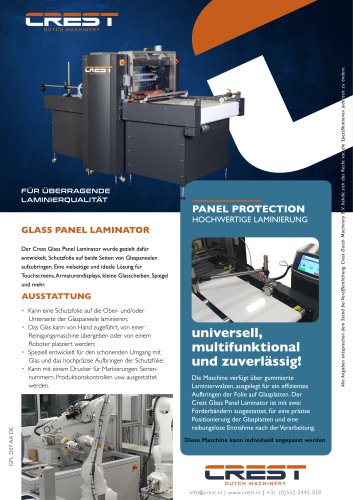 Crest Datasheet Panel Protection Laminator