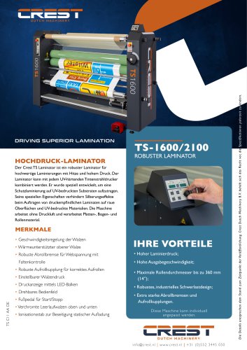Crest Datasheet TS-1600 DE